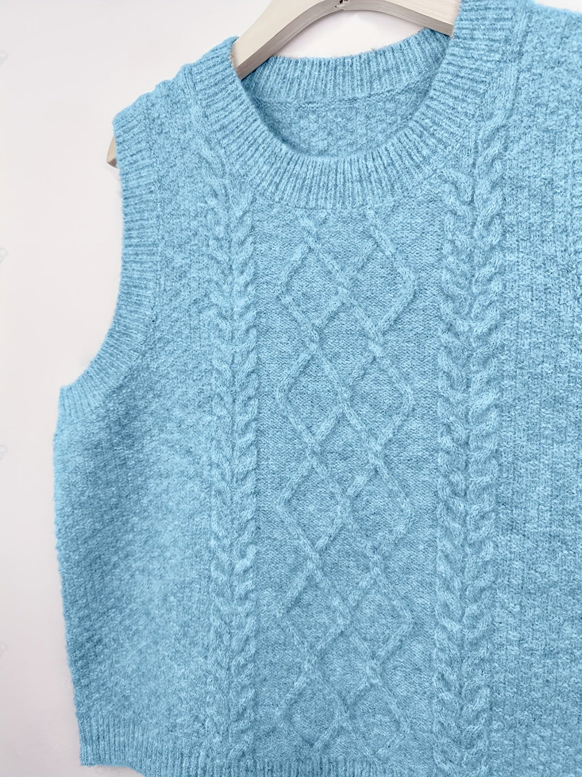 Cable Knit Sweater Vest Women's Sleeveless Crew Neck Jumper Tank – Casual, Office, Layering, Gift