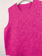 Cable Knit Sweater Vest Women's Sleeveless Crew Neck Jumper Tank – Casual, Office, Layering, Gift