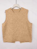 Cable Knit Sweater Vest Women's Sleeveless Crew Neck Jumper Tank – Casual, Office, Layering, Gift