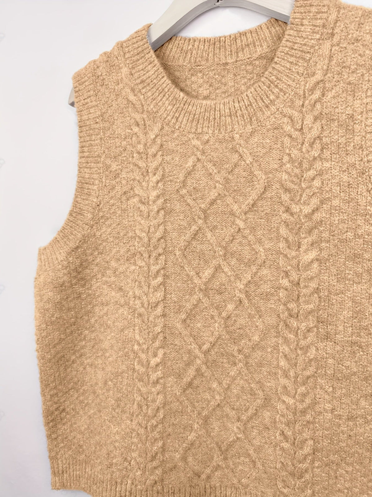 Cable Knit Sweater Vest Women's Sleeveless Crew Neck Jumper Tank – Casual, Office, Layering, Gift