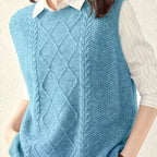 Cable Knit Sweater Vest Women's Sleeveless Crew Neck Jumper Tank – Casual, Office, Layering, Gift