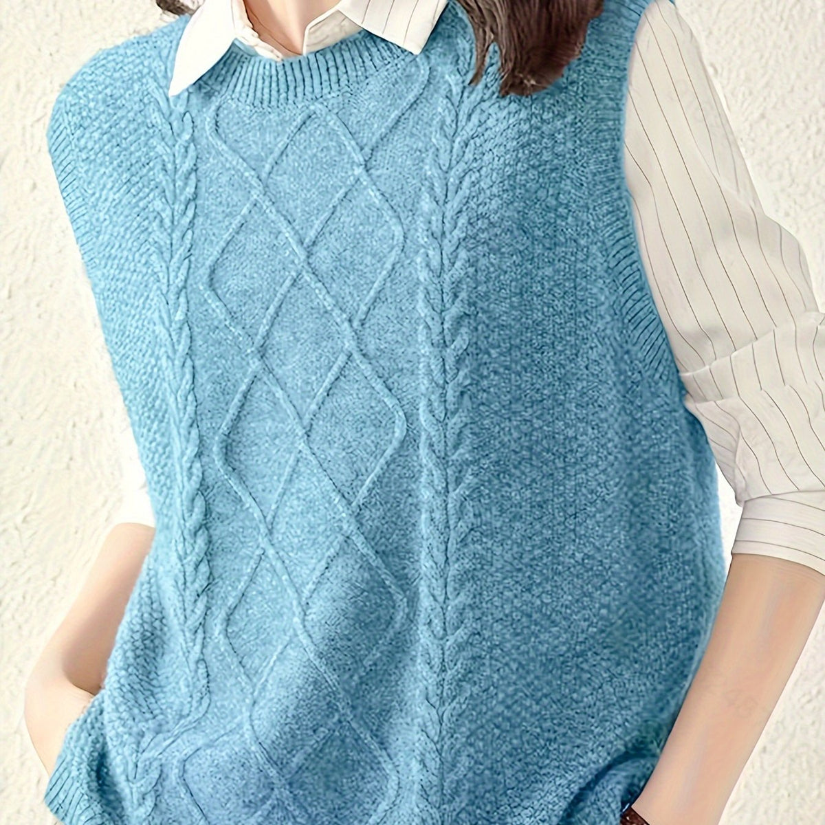 Cable Knit Sweater Vest Women's Sleeveless Crew Neck Jumper Tank – Casual, Office, Layering, Gift