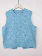 Cable Knit Sweater Vest Women's Sleeveless Crew Neck Jumper Tank – Casual, Office, Layering, Gift