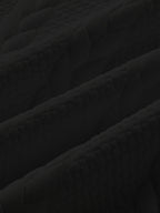 Cable Knit Sweatshirt Textured Crew Neck Black Men's Long Sleeve Pullover – Casual, Office