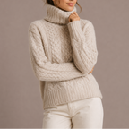 Cable Knit Turtleneck Jumper Chunky Knit Women's Light Blue Sweater – Casual, Office, Winter, Gift