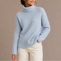Cable Knit Turtleneck Jumper Chunky Knit Women's Light Blue Sweater – Casual, Office, Winter, Gift