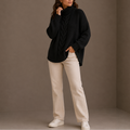 Cable Knit Turtleneck Jumper Oversized Black Women's – Casual, Winter, Office, Gift