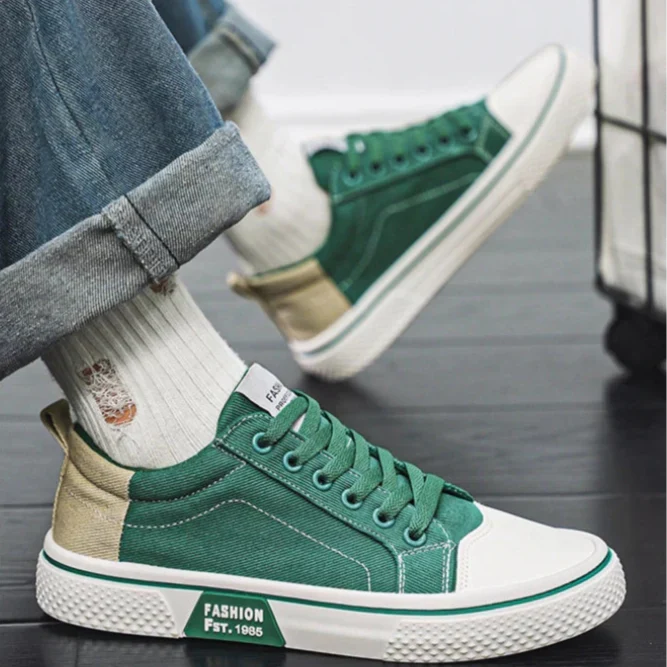Canvas Sneakers Men's Blue Low-Top Lace-Up Trainers – Casual, Everyday Wear, Gift