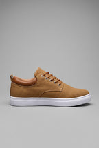 Canvas Trainers Men's Tan Lace-Up White Sole Low-Top Sneakers – Casual, Everyday Comfort