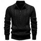 Cardigan Cable-Knit Grey Men's Full-Zip Sweater Stand Collar – Casual, Office · Werune