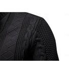 Cardigan Cable-Knit Grey Men's Full-Zip Sweater Stand Collar – Casual, Office · Werune