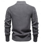 Cardigan Cable-Knit Grey Men's Full-Zip Sweater Stand Collar – Casual, Office · Werune