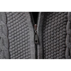 Cardigan Cable-Knit Grey Men's Full-Zip Sweater Stand Collar – Casual, Office · Werune