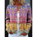 Cardigan Floral Print Button-Front Women's Long Sleeve Knit – Casual, Office, Holiday, Gift
