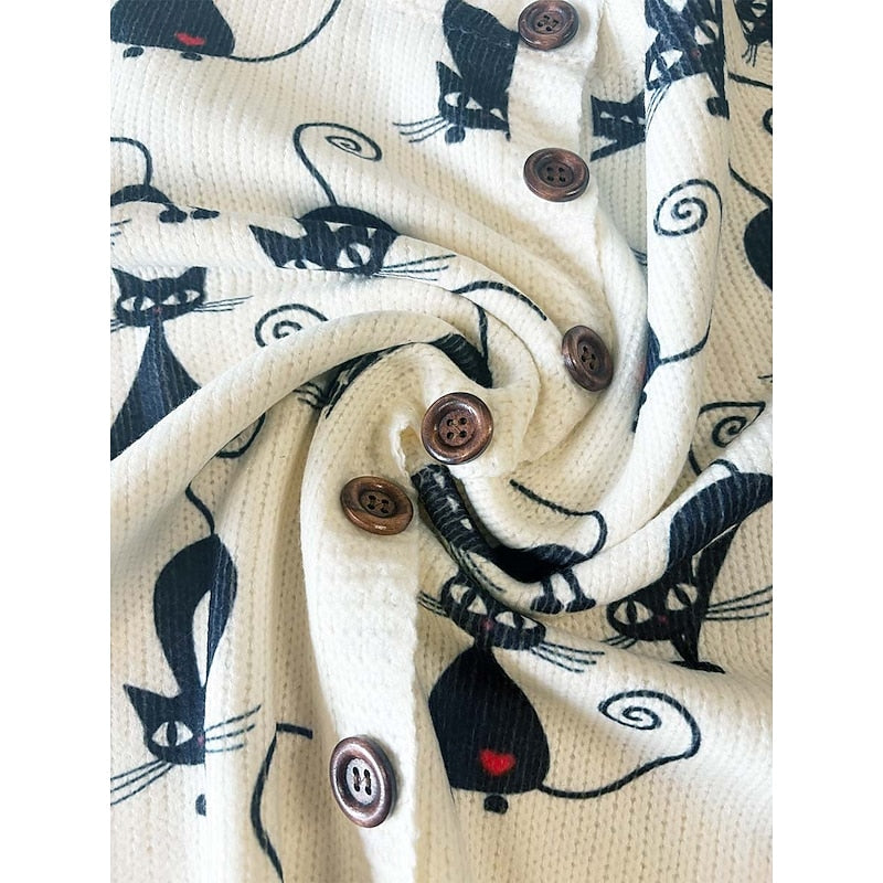 Cardigan Floral Print Button-Front Women's Long Sleeve Knit – Casual, Office, Holiday, Gift