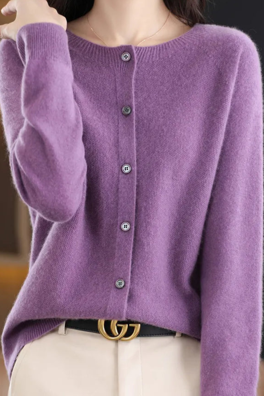 Cardigan Knit Coral Pink Women's Button-Up Crew Neck – Casual, Office, Layering, Gift