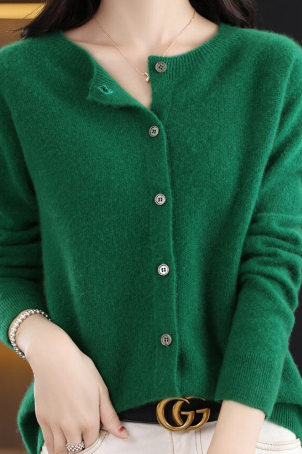 Cardigan Knit Coral Pink Women's Button-Up Crew Neck – Casual, Office, Layering, Gift