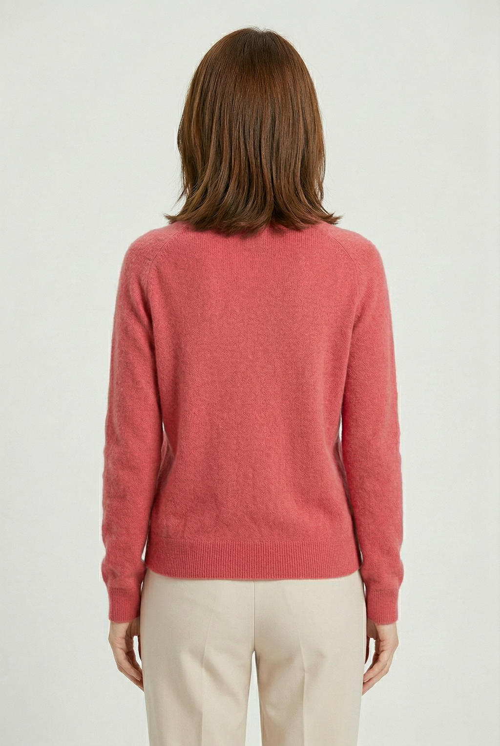 Cardigan Knit Coral Pink Women's Button-Up Crew Neck – Casual, Office, Layering, Gift