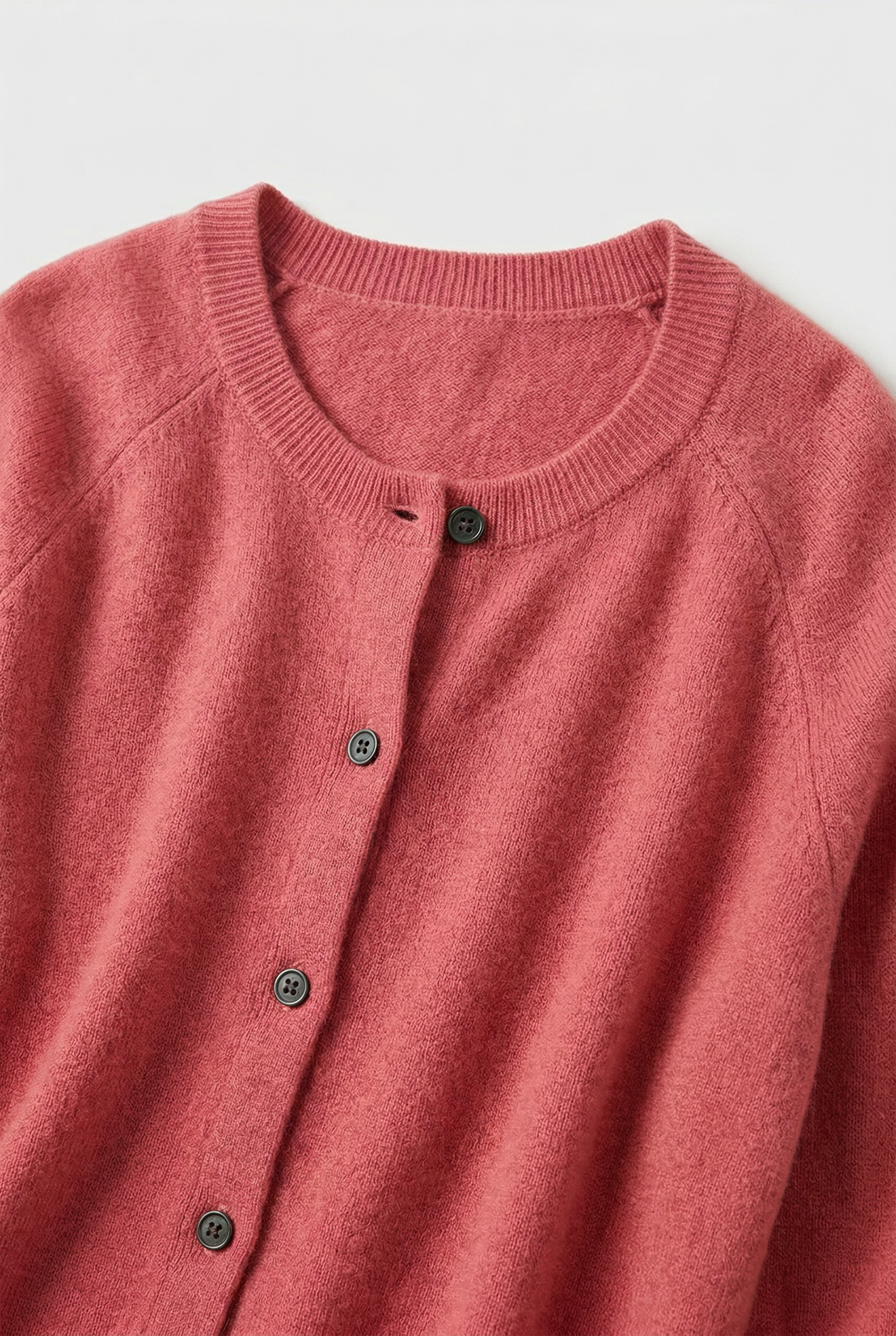 Cardigan Knit Coral Pink Women's Button-Up Crew Neck – Casual, Office, Layering, Gift