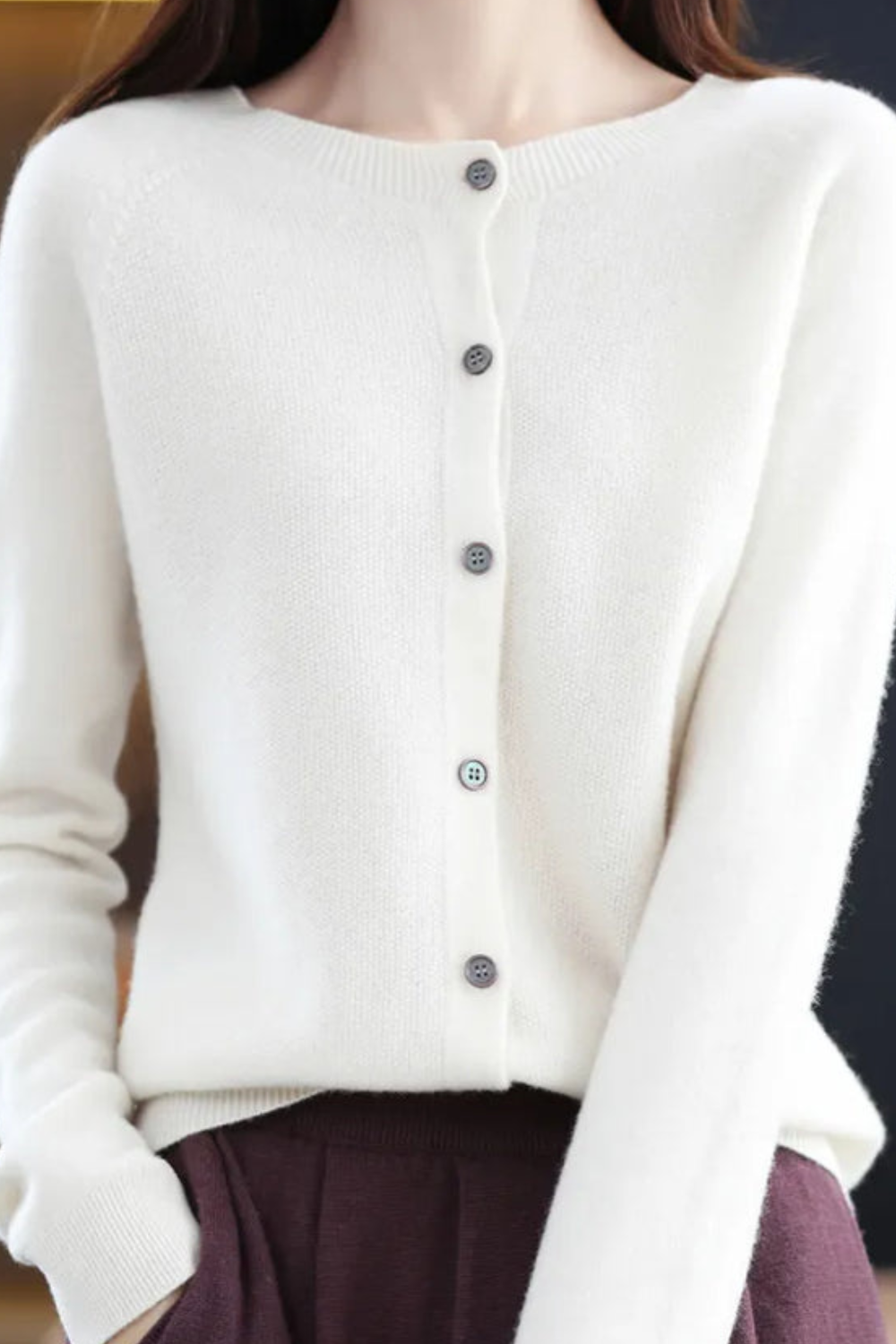 Cardigan Knit Coral Pink Women's Button-Up Crew Neck – Casual, Office, Layering, Gift