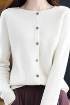 Cardigan Knit Coral Pink Women's Button-Up Crew Neck – Casual, Office, Layering, Gift