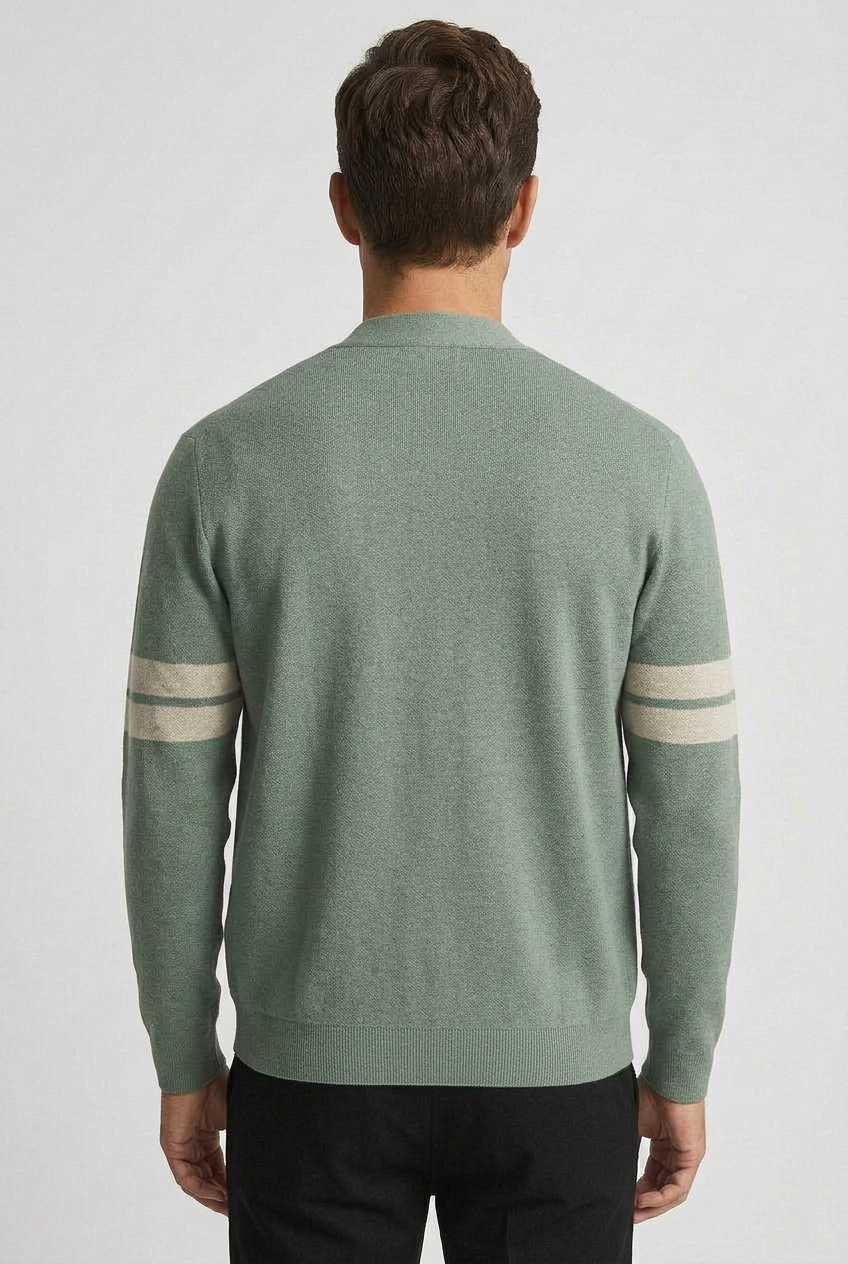 Cardigan Knit Sage Green Men's Button-Up Sweater with Front Pockets – Casual, Office, Layering, Gift