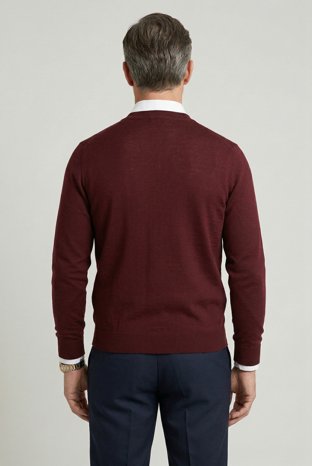 Cardigan Knitted Burgundy Men's V-Neck Button-Up – Casual, Office, Smart Layering, Gift