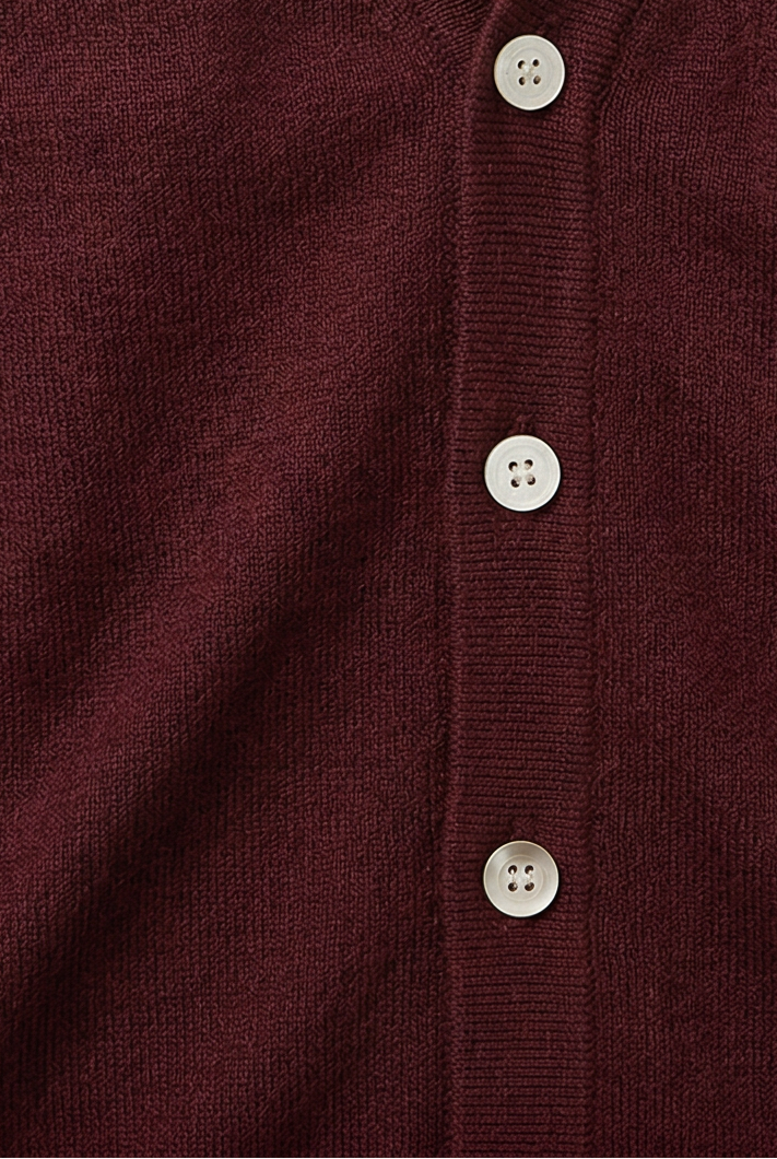 Cardigan Knitted Burgundy Men's V-Neck Button-Up – Casual, Office, Smart Layering, Gift