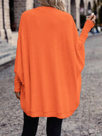 Cardigan Open-Front Ribbed Knit Women's Batwing Sleeve – Casual, Office, Everyday Layering