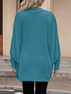 Cardigan Open-Front Ribbed Knit Women's Batwing Sleeve – Casual, Office, Everyday Layering