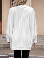 Cardigan Open-Front Ribbed Knit Women's Batwing Sleeve – Casual, Office, Everyday Layering