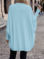 Cardigan Open-Front Ribbed Knit Women's Batwing Sleeve – Casual, Office, Everyday Layering
