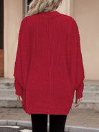 Cardigan Open-Front Ribbed Knit Women's Batwing Sleeve – Casual, Office, Everyday Layering
