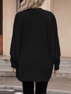 Cardigan Open-Front Ribbed Knit Women's Batwing Sleeve – Casual, Office, Everyday Layering