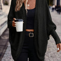 Cardigan Open-Front Ribbed Knit Women's Batwing Sleeve – Casual, Office, Everyday Layering