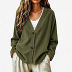 Cardigan Ribbed Knit V-Neck Button-Up Women's Light Blue – Casual, Office, Layering, Gift