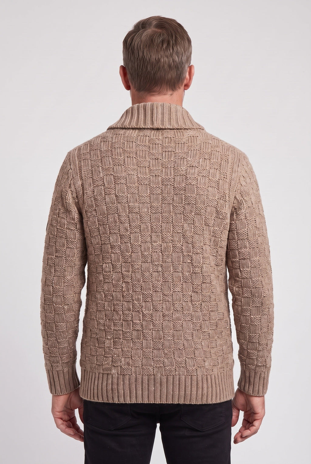 Cardigan Shawl Collar Cable Knit Brown Men's Button-Up – Casual, Office, Holiday, Gift