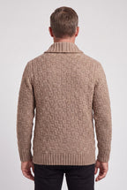 Cardigan Shawl Collar Cable Knit Brown Men's Button-Up – Casual, Office, Holiday, Gift