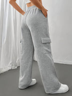 Cargo Joggers Grey Drawstring Wide-Leg Women's – Casual, Loungewear · Werune