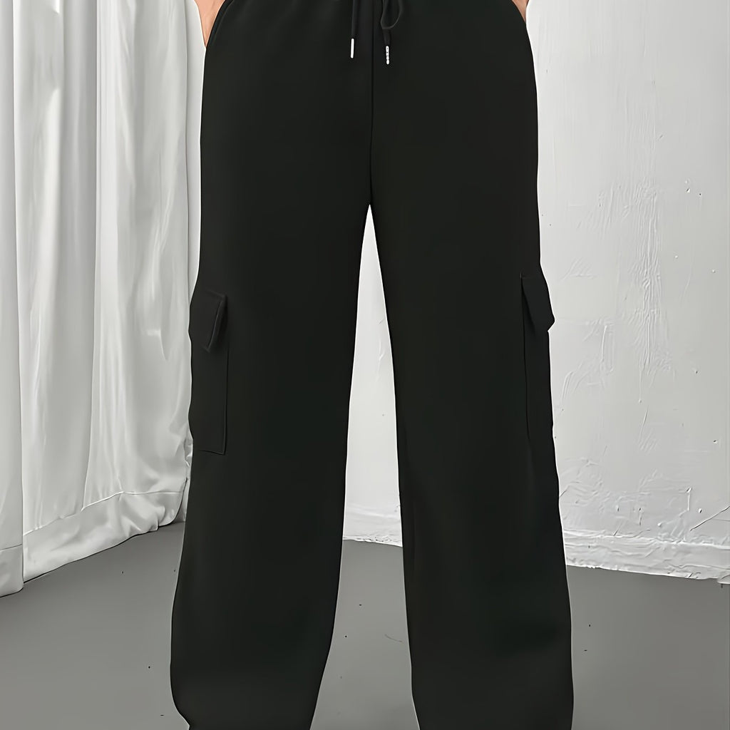 Cargo Joggers Grey Drawstring Wide-Leg Women's – Casual, Loungewear · Werune