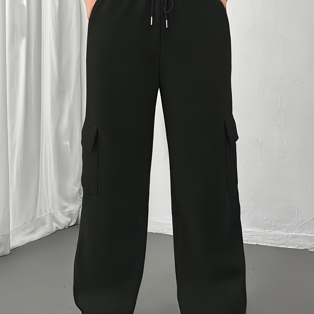 Cargo Joggers Grey Drawstring Wide-Leg Women's – Casual, Loungewear · Werune