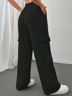 Cargo Joggers Grey Drawstring Wide-Leg Women's – Casual, Loungewear · Werune