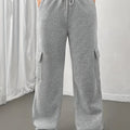 Cargo Joggers Grey Drawstring Wide-Leg Women's – Casual, Loungewear, Everyday Comfort
