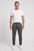 Cargo Joggers Grey Men's Cotton Tapered Fit Drawstring Sweatpants – Casual, Gym Wear