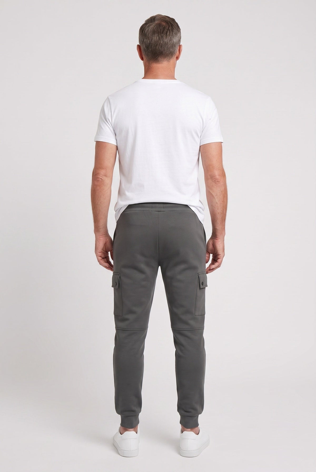 Cargo Joggers Grey Men's Cotton Tapered Fit Drawstring Sweatpants – Casual, Gym Wear