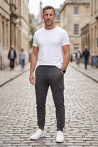 Cargo Joggers Grey Men's Cotton Tapered Fit Drawstring Sweatpants – Casual, Gym Wear