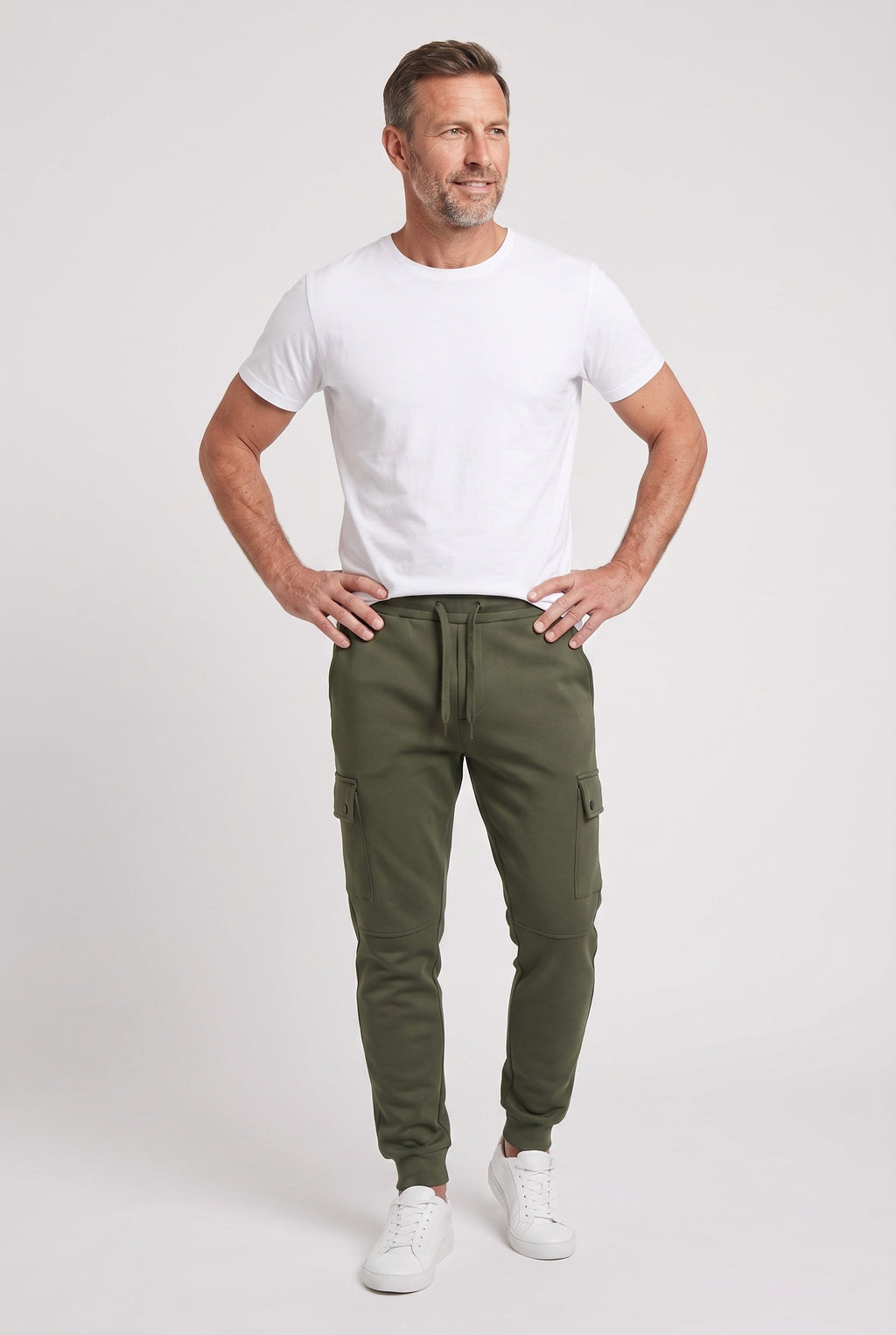 Cargo Joggers Grey Men's Cotton Tapered Fit Drawstring Sweatpants – Casual, Gym Wear