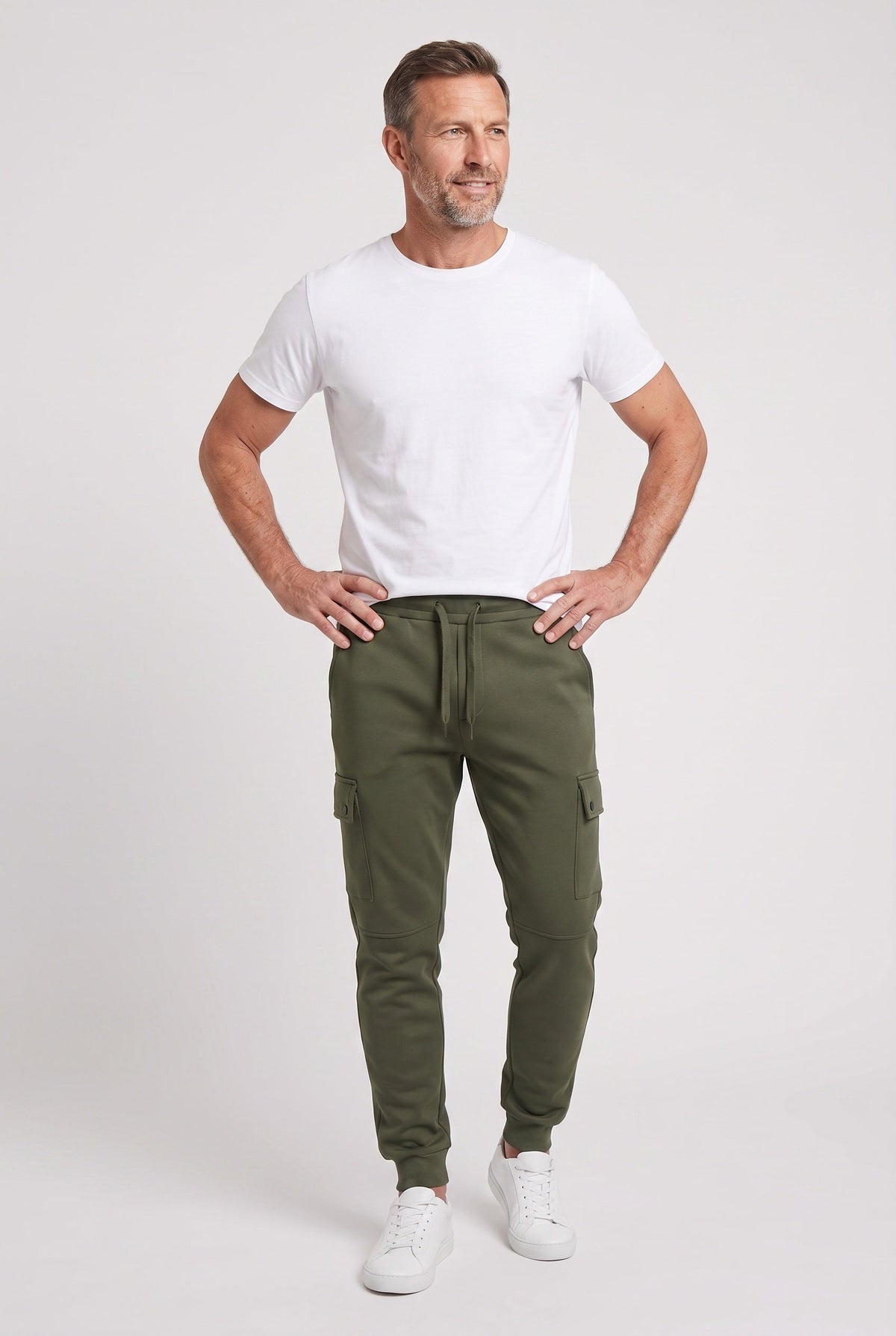 Cargo Joggers Grey Men's Cotton Tapered Fit Drawstring Sweatpants – Casual, Gym Wear