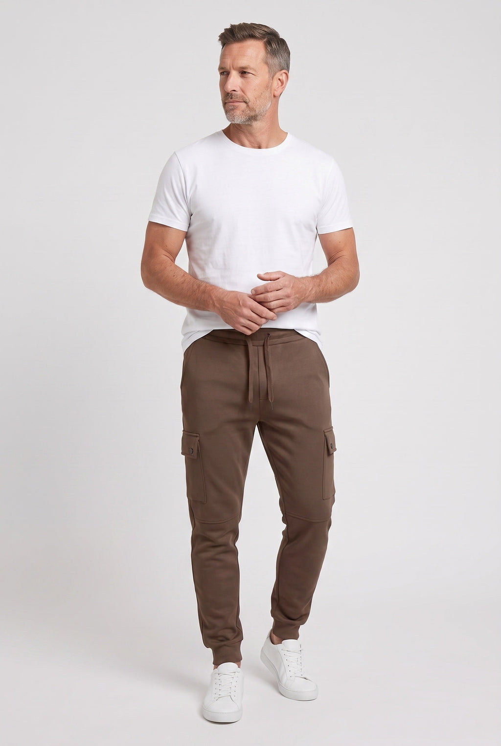 Cargo Joggers Grey Men's Cotton Tapered Fit Drawstring Sweatpants – Casual, Gym Wear
