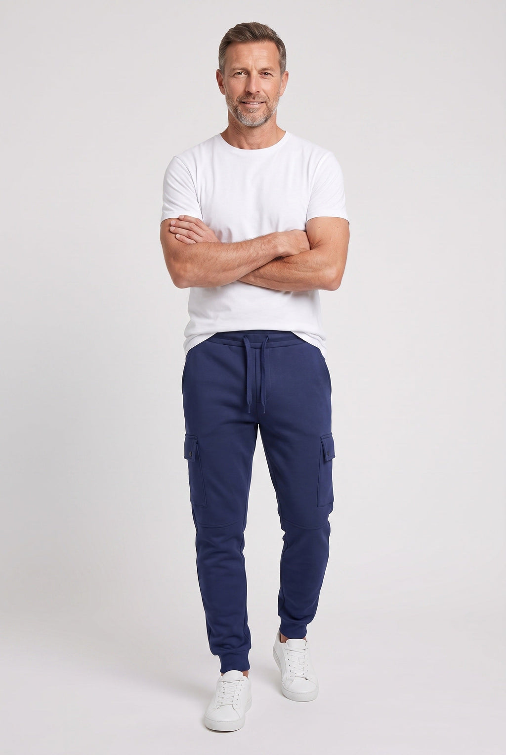 Cargo Joggers Grey Men's Cotton Tapered Fit Drawstring Sweatpants – Casual, Gym Wear